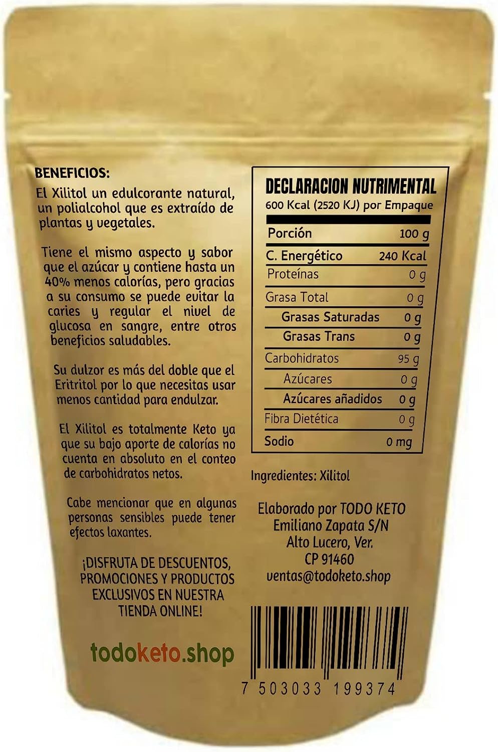 XILITOL TODO KETO ENDULZANTE BAJO EN CALORIAS