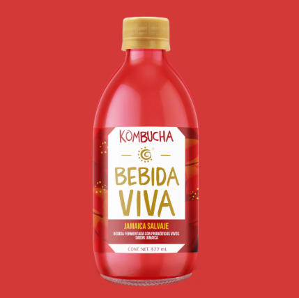 Bebida viva Kombucha Bebida Probiótica Sabor Jamaica Salvaje