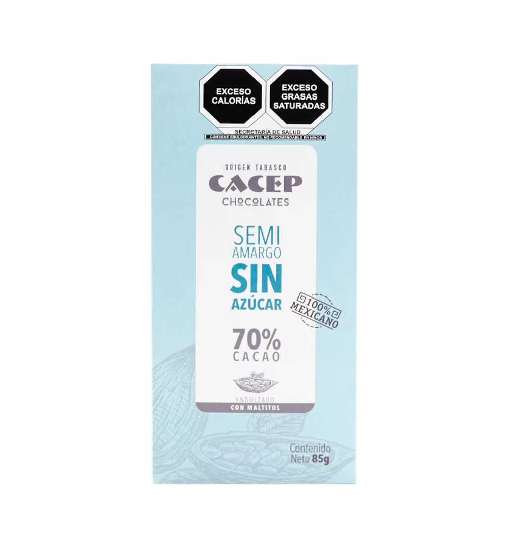CACEP CHOCOLATE SEMIAMARGO SIN AZUCAR 70% CACAO