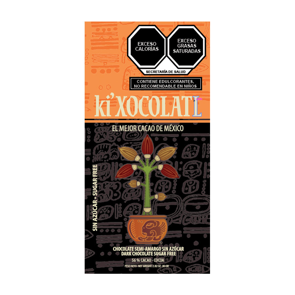 KI'XOCOLATL CHOCOLATE SEMI-AMARGO SIN AZUCAR