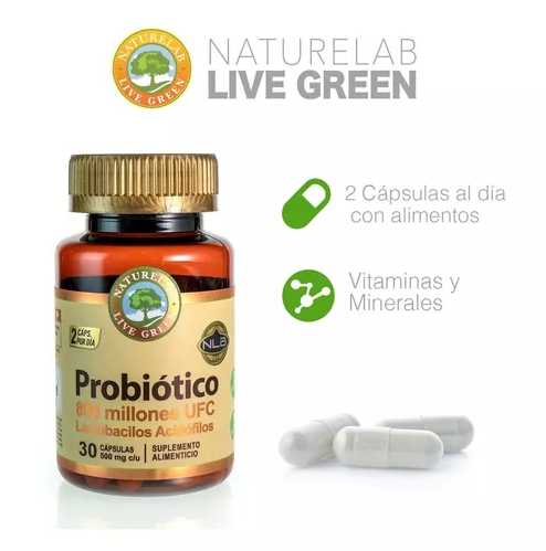 NATURELAB LIVE GREEN CAPSULAS PROBIOTICO 800 MILLONES UFC