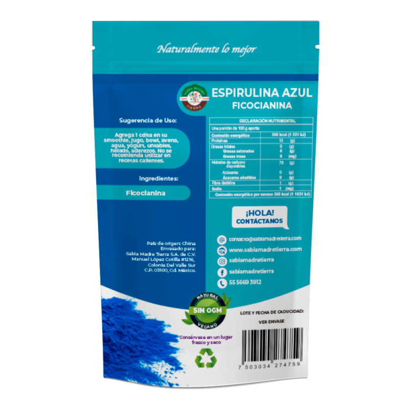 SABIA MADRE ESPIRULINA AZUL FICOCIANINA