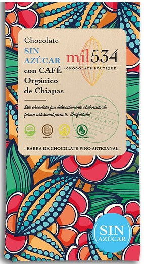 mil534 CHOCOLATE SEMIAMARGO SIN AZUCAR CON CAFE DE CHIAPAS
