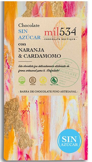 mil534 CHOCOLATE SEMIAMARGO SIN AZUCAR CON NARANJA Y CARDAMOMO