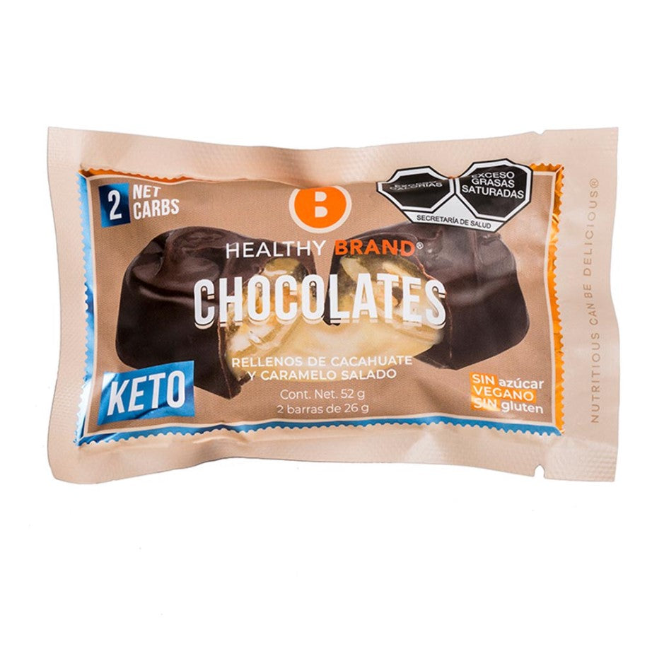 CHOCOLATE KETO RELLENO DE CACAHUATE Y CARAMELO SALADO