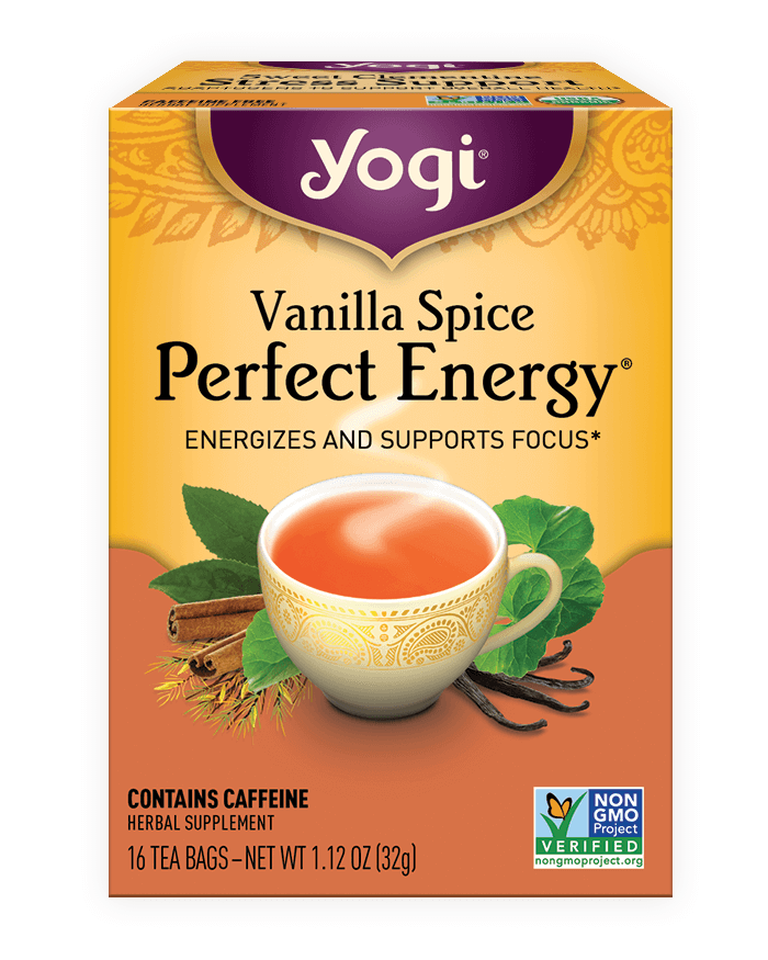 Yogi Tea Vanilla Spice Perfect Energy energizes and supports focus