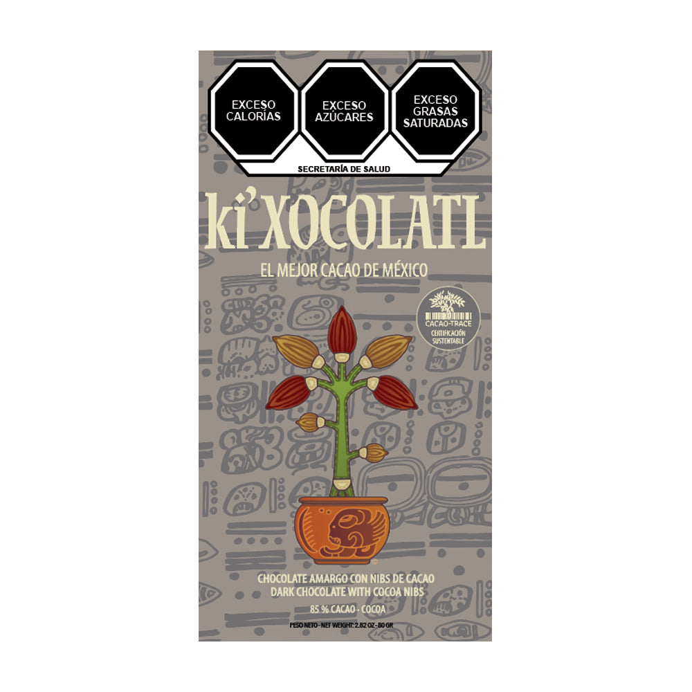 KI'XOCOLATL CHOCOLATE AMARGO CON NIBS DE CACAO