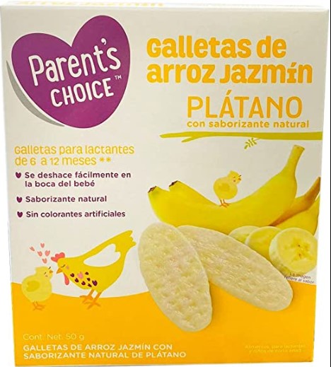 PARENT'S CHOICE GALLETAS DE ARROZ JAZMIN PLÁTANO CON SABORIZANTE NATURAL