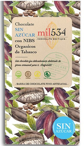 mil534 CHOCOLATE SEMIAMARGO SIN AZUCAR CON NIBS DE CACAO