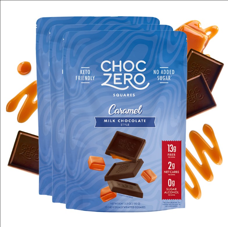 CHOC ZERO SQUARES CARAMEL MILK CHOCOLATE STYLE