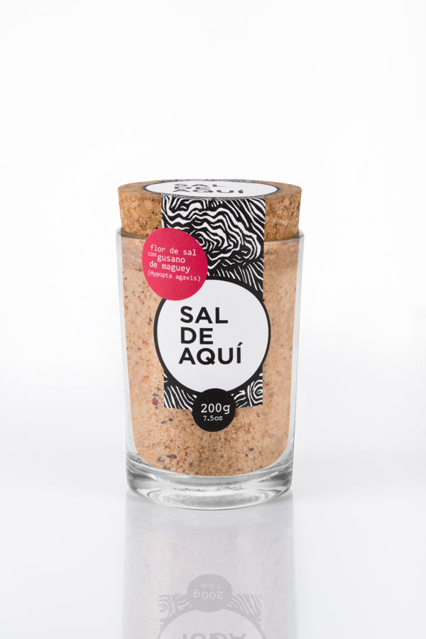 SAL DE AQUI FLOR DE SAL ARTESANAL CON GUSANO DE MAGUEY
