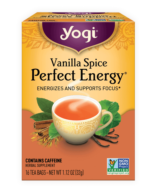 Yogi Tea Vanilla Spice Perfect Energy energizes and supports focus